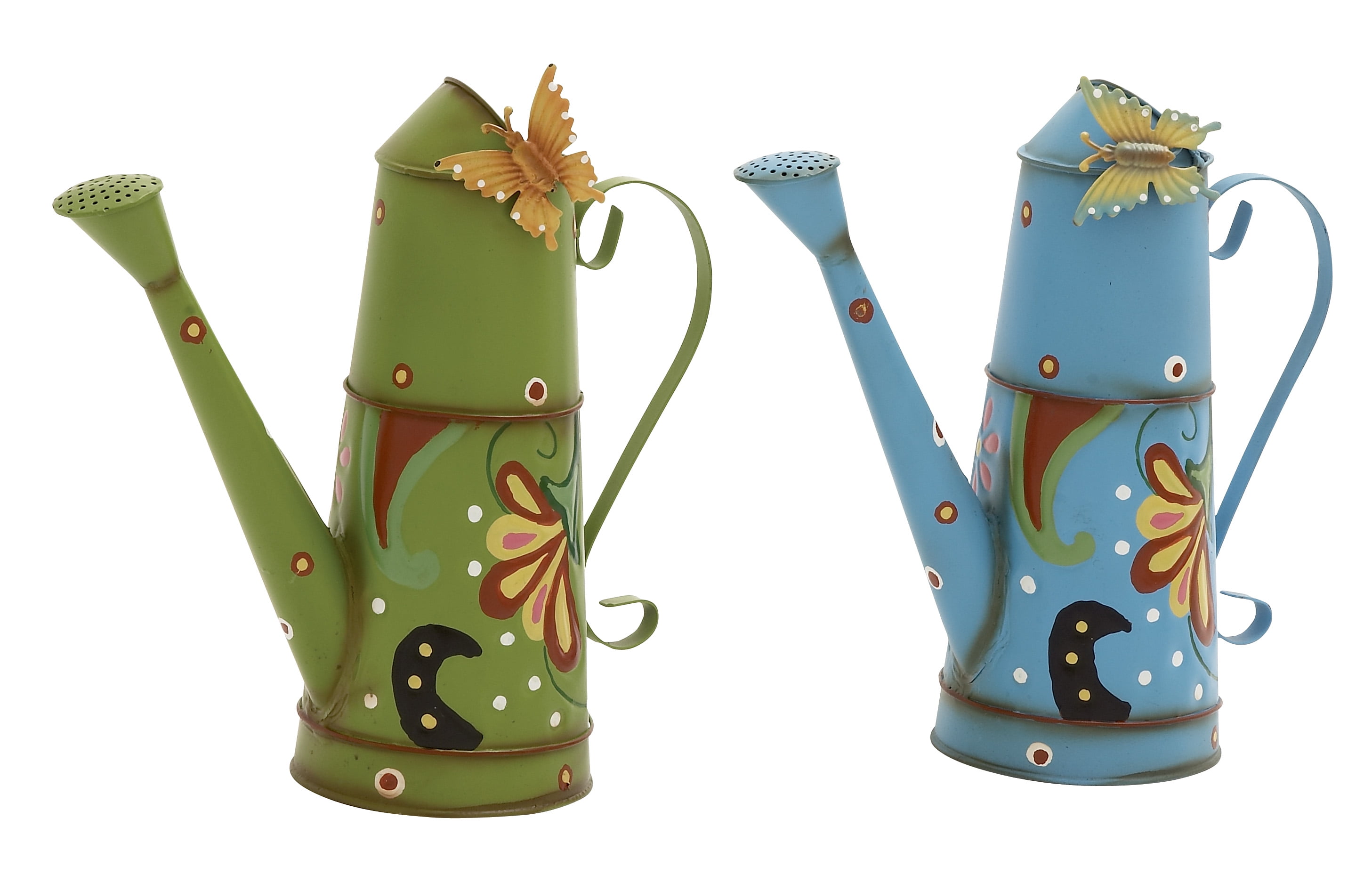 Artistically Designed 2 Assorted Metal Watering Can by Benzara