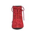 thumbnail image 6 of BLISSFUL STEP Women's Point Toe Zipper Kitten Heel Boots Red 9, 6 of 8