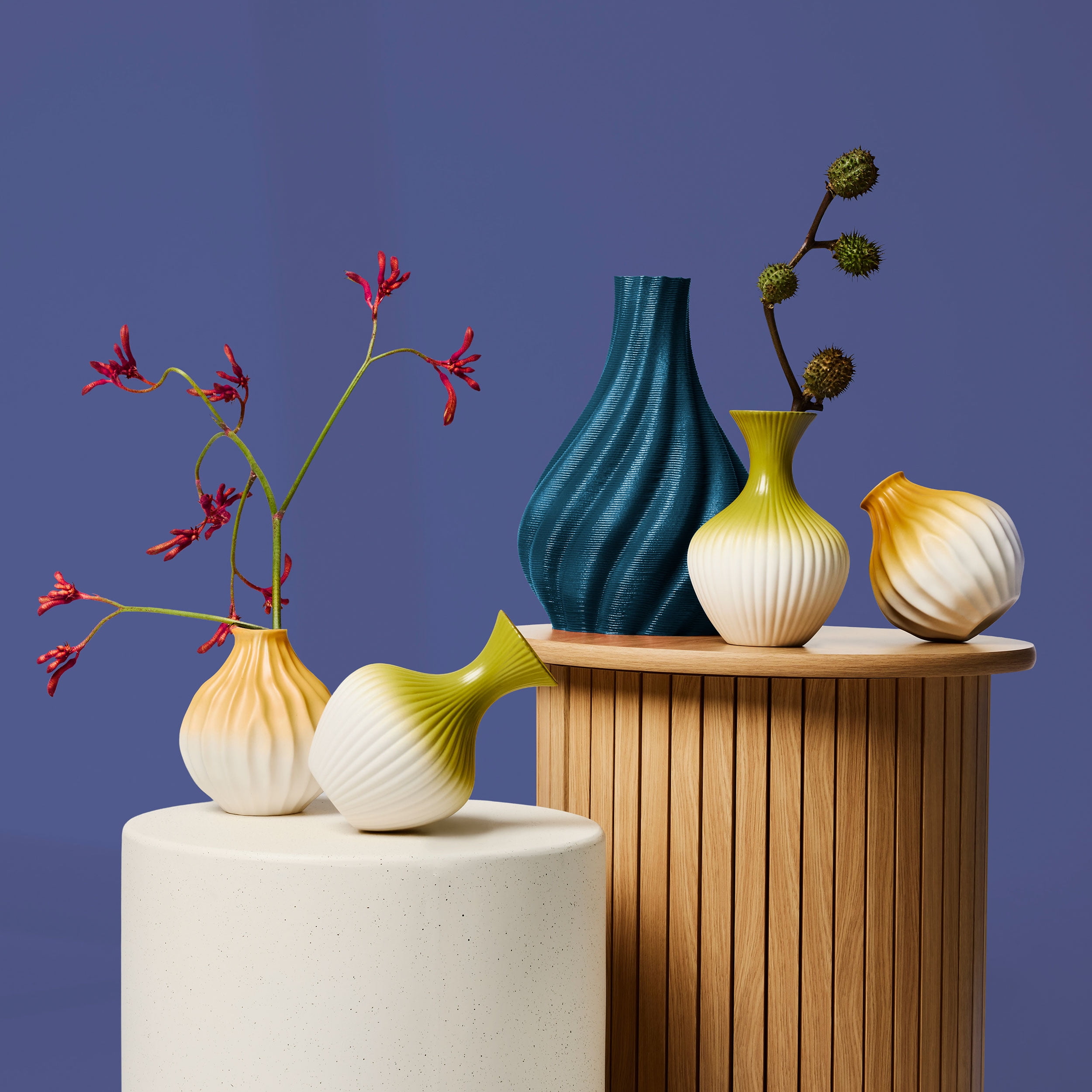 Temi Coker for Walmart 3D Printed Decorative Vase, 12.5", Golden Cream