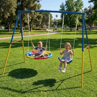 SENCHO GINSYTALIOR 5-in-1 Swing Set, Outdoor Metal Swing with