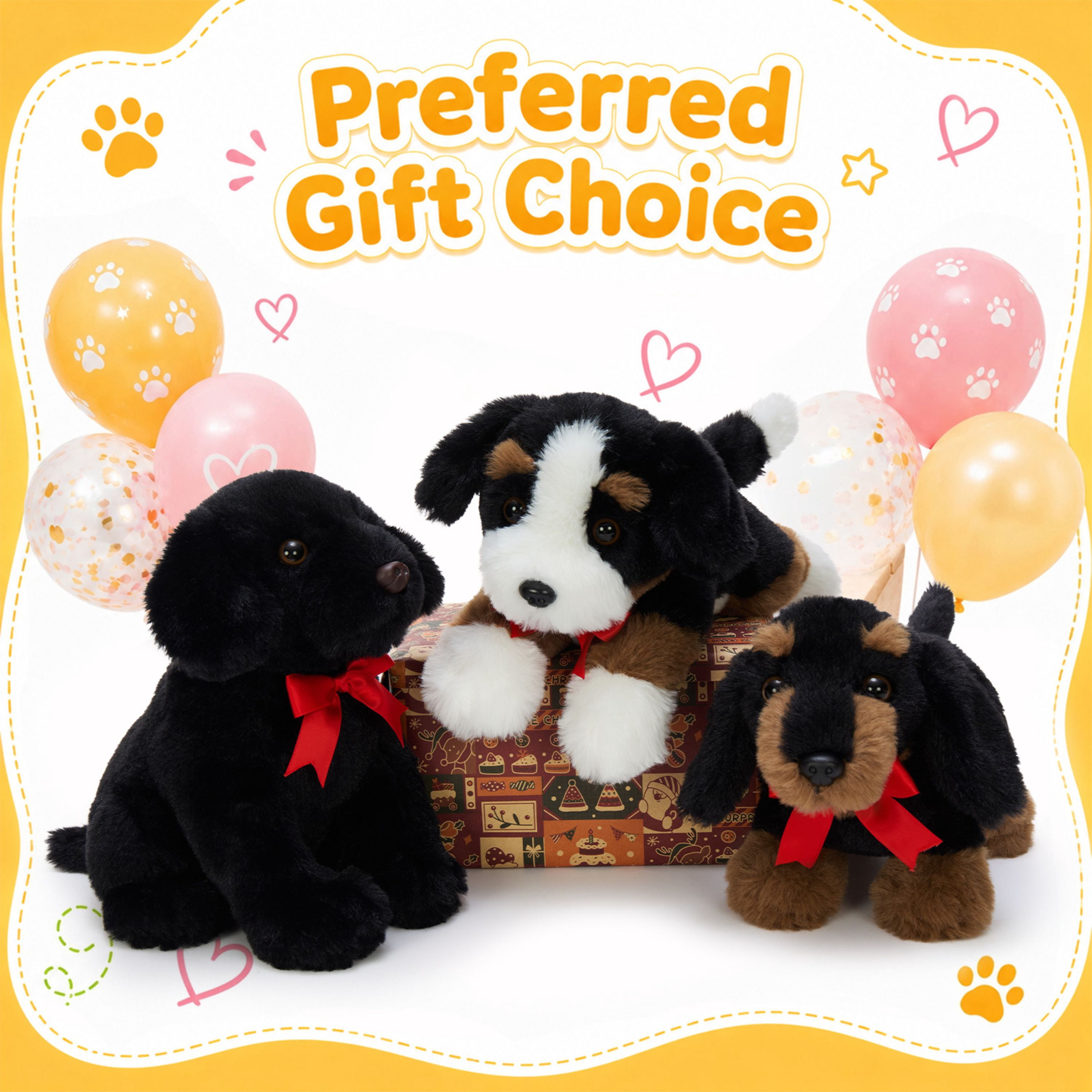 Muiteiur 5Pcs Cute Puppy Plush Toy Set 13.8" Bulk Dog Stuffed Animal