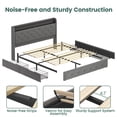 thumbnail image 2 of Breltam Velvet Upholstered Bed with Storage Drawers, Queen Size Platform Bed with LED Lights & Charging Station&Storage Shelves, Grey, 2 of 11