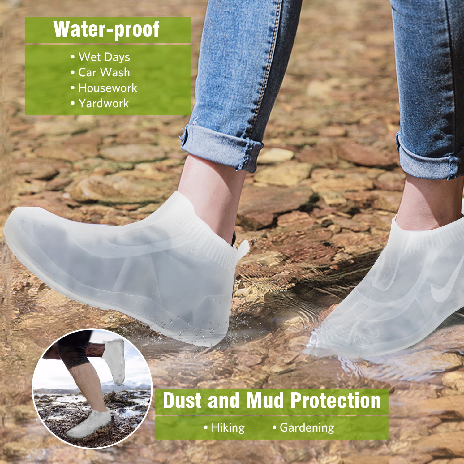S, Black Best4UrLife Waterproof Shoe Covers,Reusable Silicone Rubber Shoe Protectors,Stretchable Covers for Shoes,Non Slip Rain Protector for Outdoor Indoor Walking 