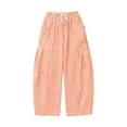 thumbnail image 4 of Womens Linen Pants Casual Loose Flowy Wide Leg Palazzo Harem Pants Drawstring Elastic Waist Lounge Trousers with Pockets Orange M, 4 of 5