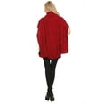 thumbnail image 4 of YELETE Women's Poncho, Turtleneck Chunky Knit, Wine Red, 4 of 4