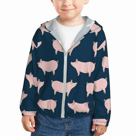 

Sun Hoodie for Kids Pig 1 Long Sleeve Swim Fishing Shirts Sun Protection Zip Up Jacket Clothing Athletic Hoodie