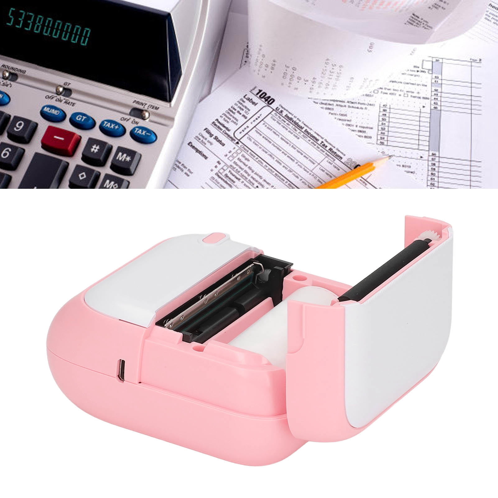 Suodoka Portable Mini Thermal Printer – Bluetooth Direct, 203 DPI, 1000 mAh Battery, 5‑Sheet Heat‑Sensitive Paper, Pink