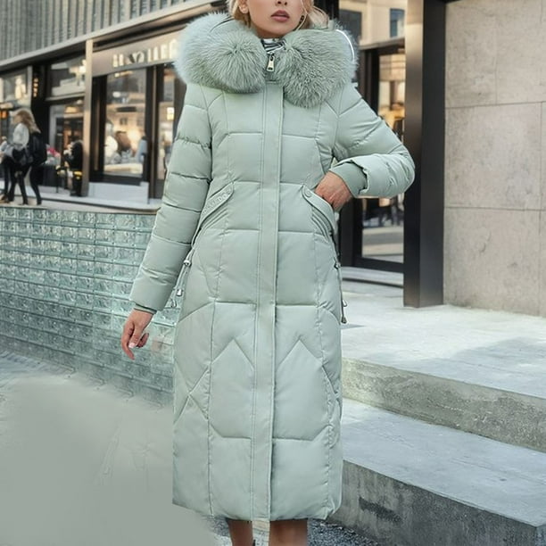 TIMIFIS Women's Winter Snow Jacket Long Furs Puffer Coat With Removable  Faux Furs Maxi Down Parka Puffer Jacket Coat-Green - Fall/Winter Clearance