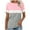Pink, variant on Shirts for Women Short Sleeve Round Neck Striped Printed Casual T-shirt Watermelon Red XXXL
