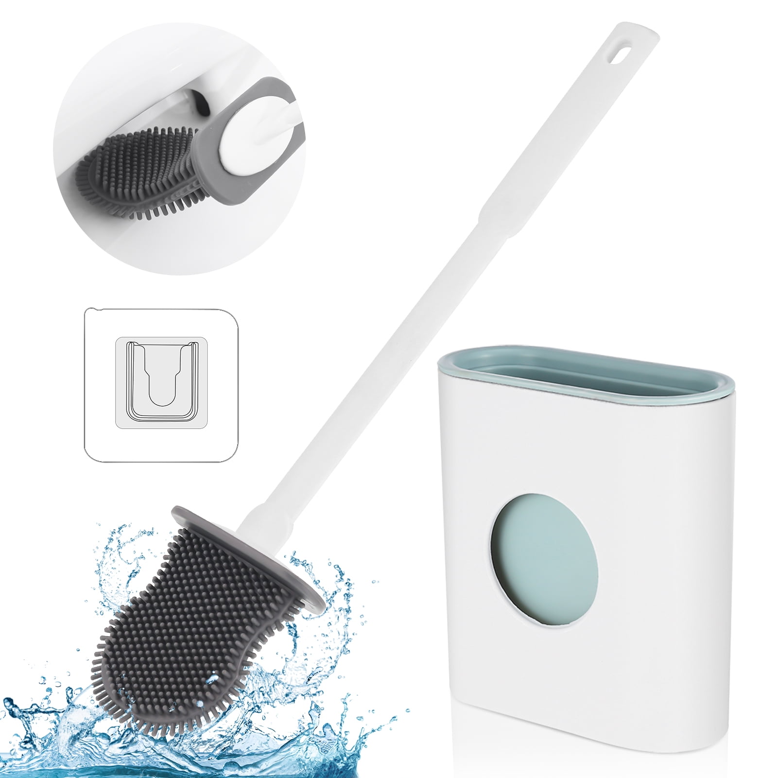 Taihexin Toilet Brush and Holder Set  for Bathroom, Flexible Silicone Toilet Bowl Brush Head with Bristles, Compact Size for Storage and Organization, Ventilation Slots Base