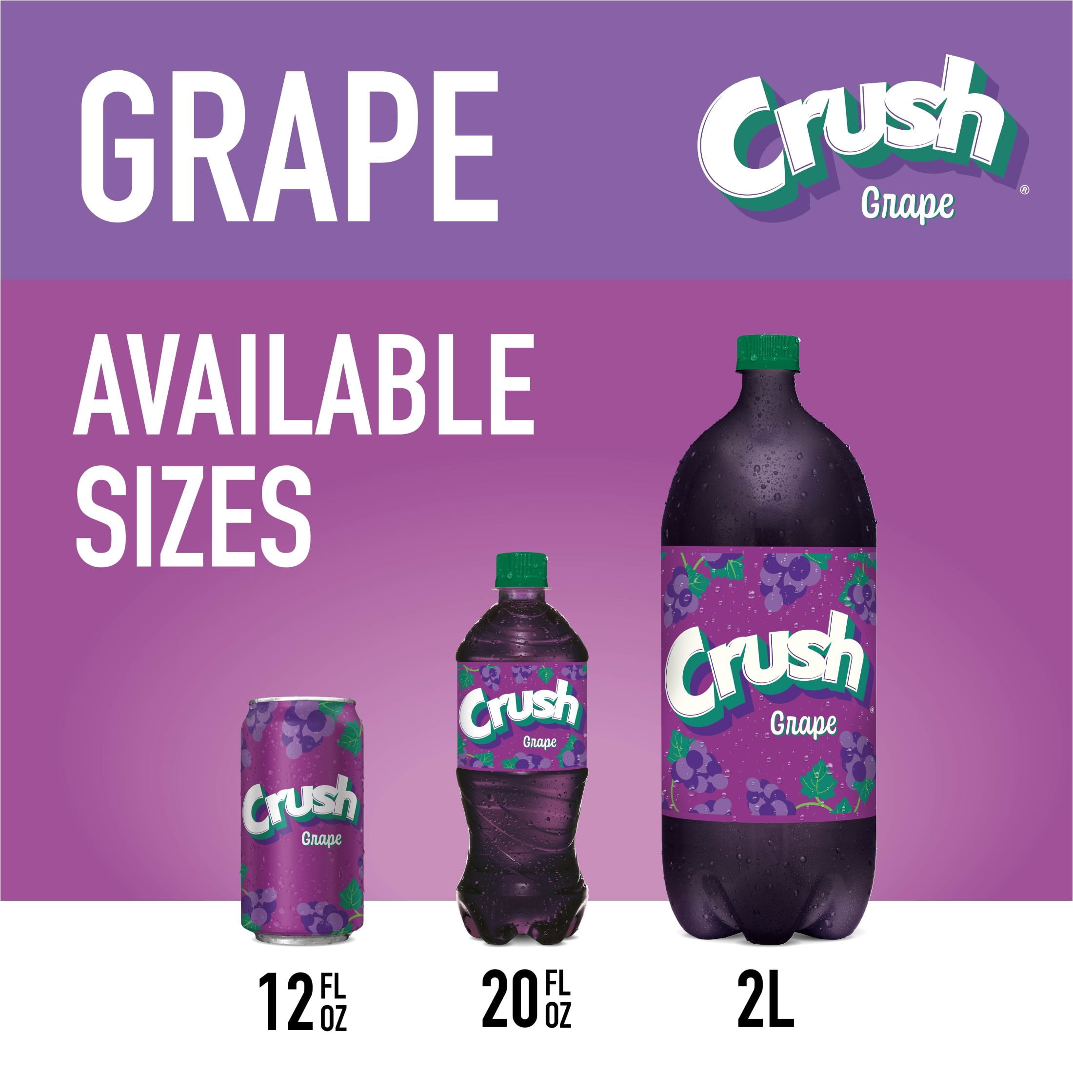 Crush Caffeine Free Grape Soda Pop, 12 fl oz, 12 Pack Cans