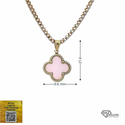 IJAZ JEWELERS 10K Gold Pink Porcelain Van Cleef Inspired Charm