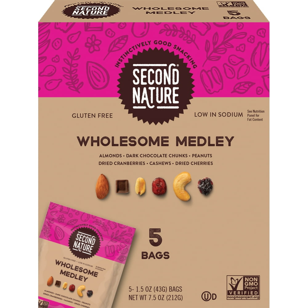 Second Nature GlutenFree Low Sodium Wholesome Medley Trail Mix, 1.5 Oz