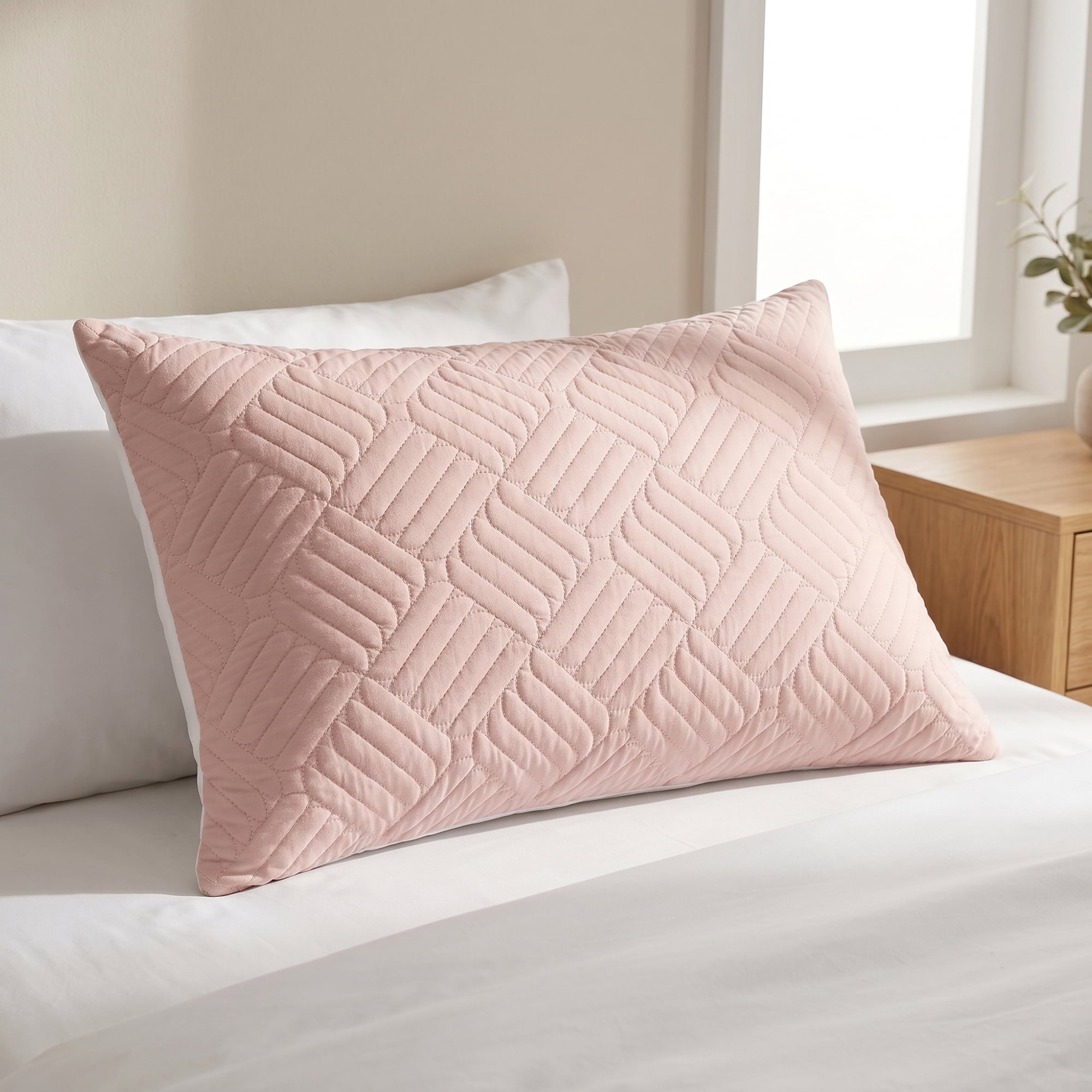 Unique Bargains 2Pcs Standard Size Breathable Cotton Pillow Protectors Queen Pink