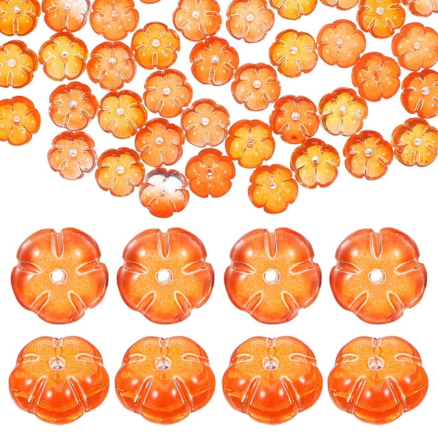 GAXIRE 100 cuentas sueltas para pulseras y collares con forma de calabaza, materiales de bricolaje