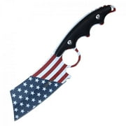 Tactical Knife 8.25" Overall American Flag Full Tang Hunting Cleaver + Sheath