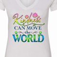 thumbnail image 4 of Inktastic Kindness Can Move the World with Flowers Women's V-Neck T-Shirt, 4 of 5