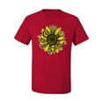 thumbnail image 2 of Artsy Cheetah Leopard Print Sunflower Fashion Men's Graphic T-Shirt, Red, 4XL, 2 of 3