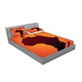 thumbnail image 2 of Ambesonne African Fitted Sheet & Pillow Sham Set, Savannah Map with Continent, Queen, Orange and Brown, 2 of 2