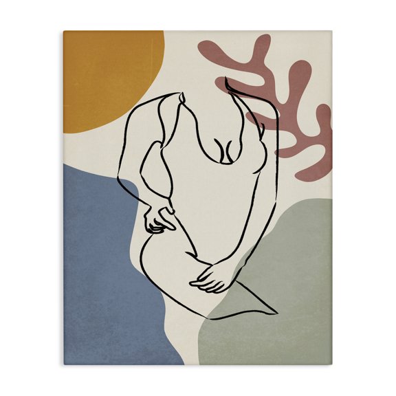 Stupell Industries Modern Female Swimsuit Body Linework over Abstract Shapes Canvas Art, 16 x 20, by JJ Design House LLC