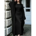 thumbnail image 4 of Women'S Elegant Solid Color Long Sleeve Dress Bat Sleeve Islamic Maxi Robe Black XL, 4 of 7