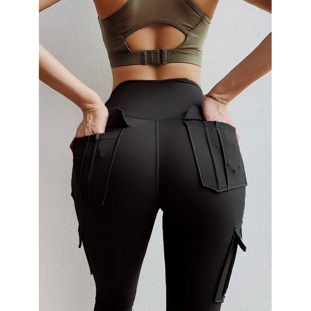 Pantalones de yoga de cintura alta con bolsillos para mujer, mallas deportivas para correr, ropa de yoga para mujer, pantalones de fitness