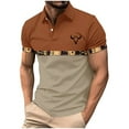 thumbnail image 2 of ZRGHAOYLQ Men's Henley Shirts Trendy Western Cowboy Print Work T Shirts Casual Business Short Sleeve Button Up Shirt Plus Size Lapel Tshirts, 2 of 5