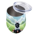 thumbnail image 3 of Happy Easter Hello Spring Newfoundland Playing Football 12oz Stainless Steel Wine Tumbler Insulated Cup with Lid Newfie Dog Lover Gifts - 13003, 3 of 5