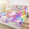 thumbnail image 4 of Erosebridal Colorful Cute Unicorn Full Size Sheets,Multicolor Flowers Rainbow Print Bed Sheets For Kids 4-Piece, 4 of 6