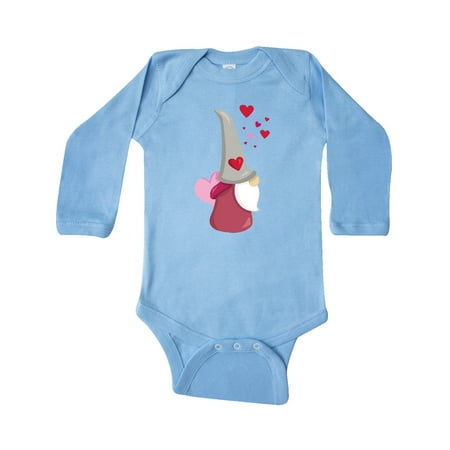 

Inktastic Valentine s Day Gnome Gnome With Pink Heart Gift Baby Girl Long Sleeve Bodysuit