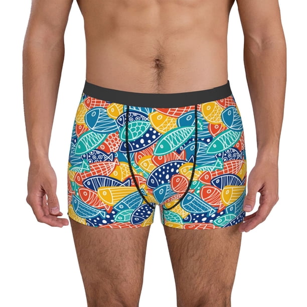 Balery Colorful Fish 1 Calzoncillos bóxer para hombre, ropa interior de algodón suave y transpirable con cinturilla de nailon-X-Large