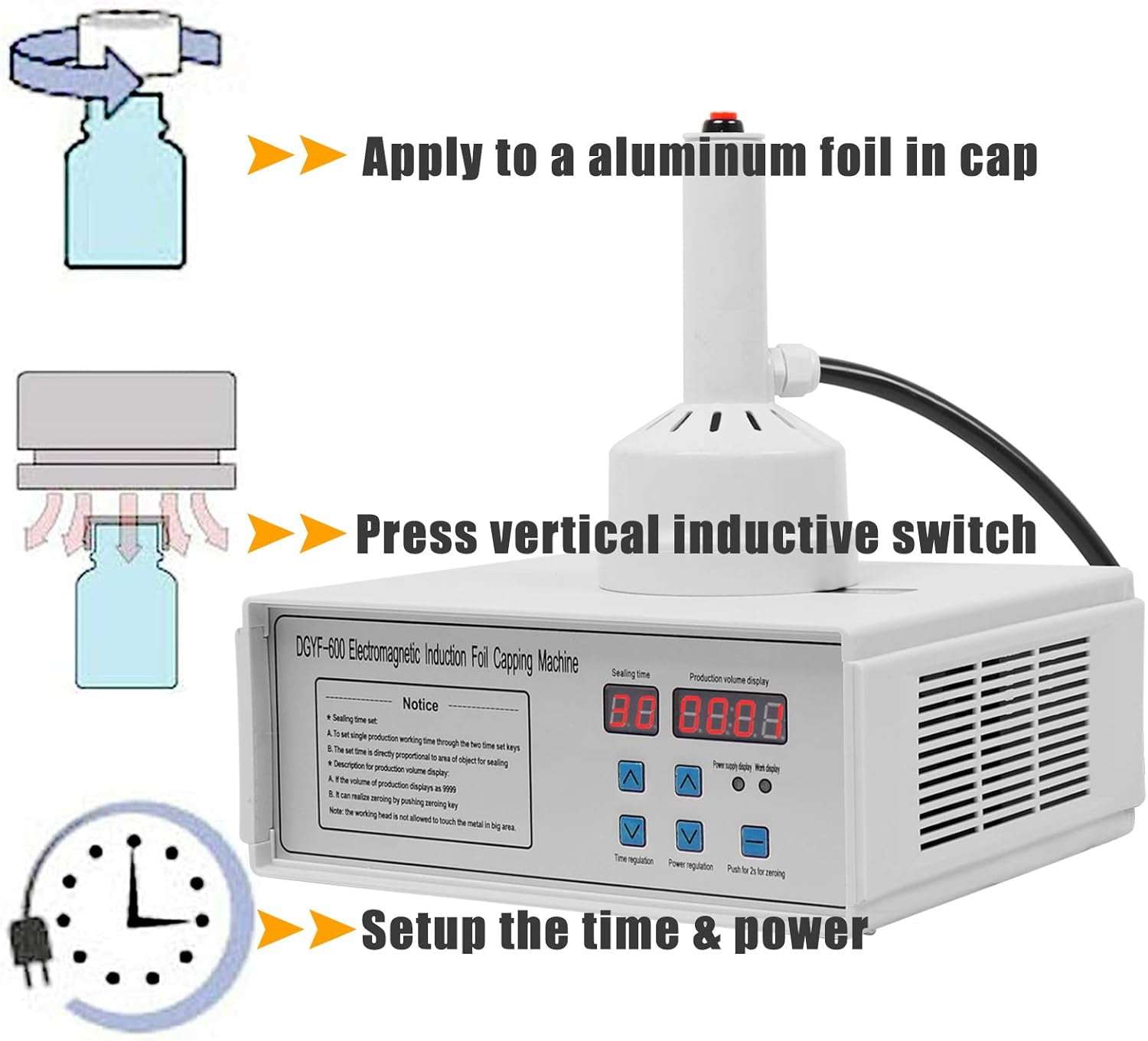 Portable Handheld Induction Sealer 20mm-100mm 110V Induction Sealing Machine White Bottle Cap Sealing Machine