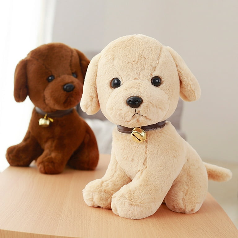 Anvazise Realistic Dog Puppy Bell Plush Stuffed Soft Doll Kids Toy Car Home Sofa Decor White