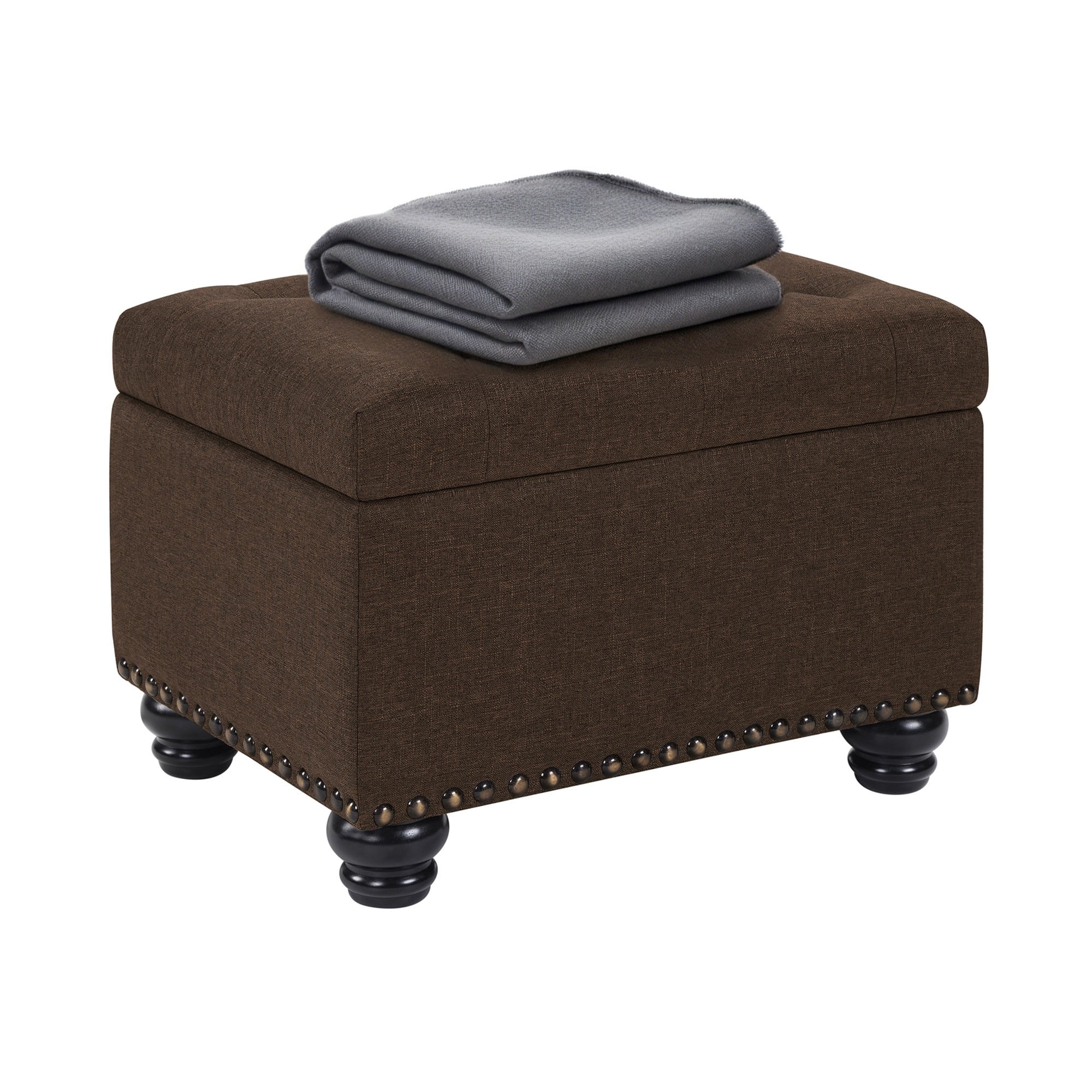 Convenience Concepts Designs4Comfort 5th Avenue Storage Ottoman, Medium Brown Fabric