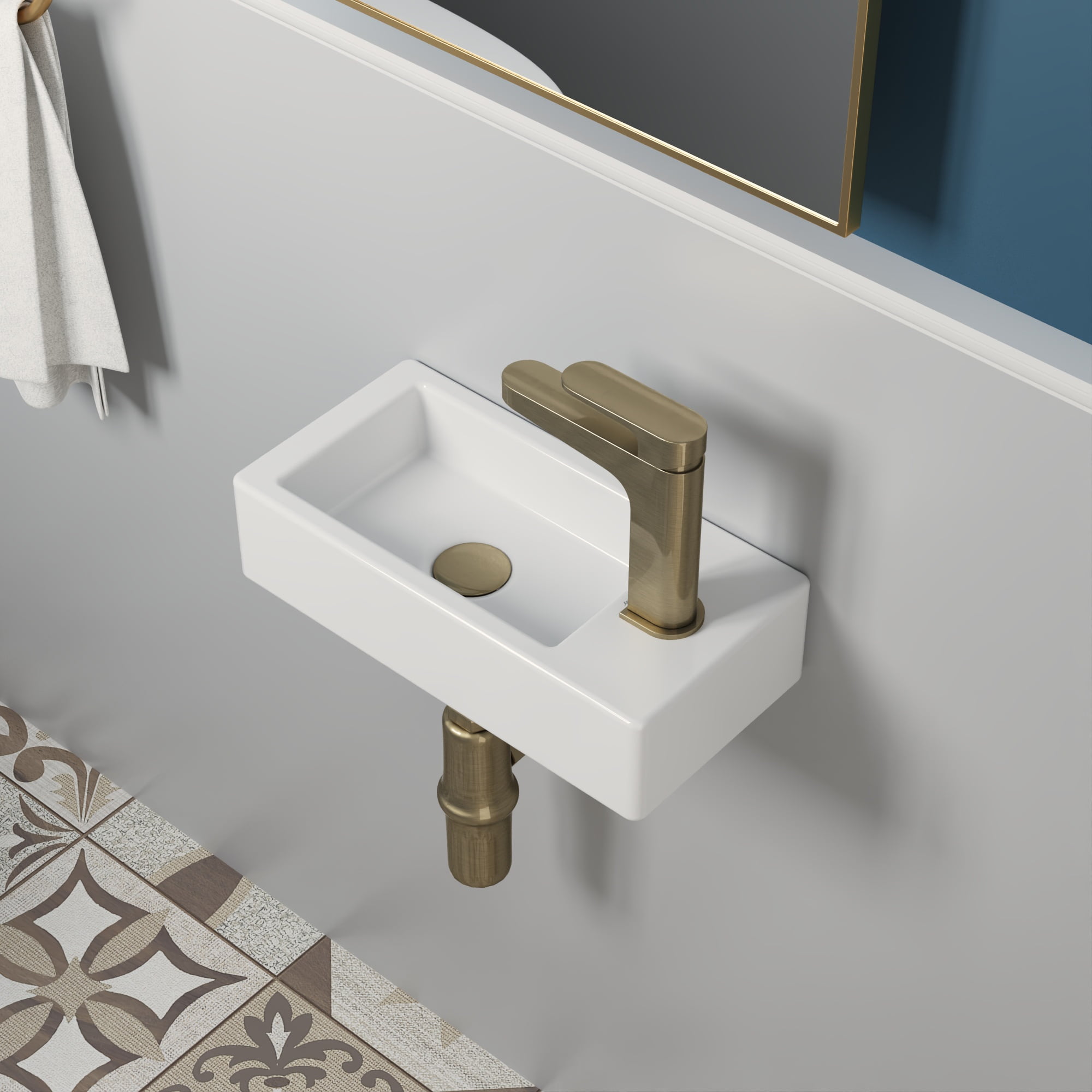 DeerValley DV-1V081R White Ceramic Rectangular 7'' Wall Mount Bathroom Sink