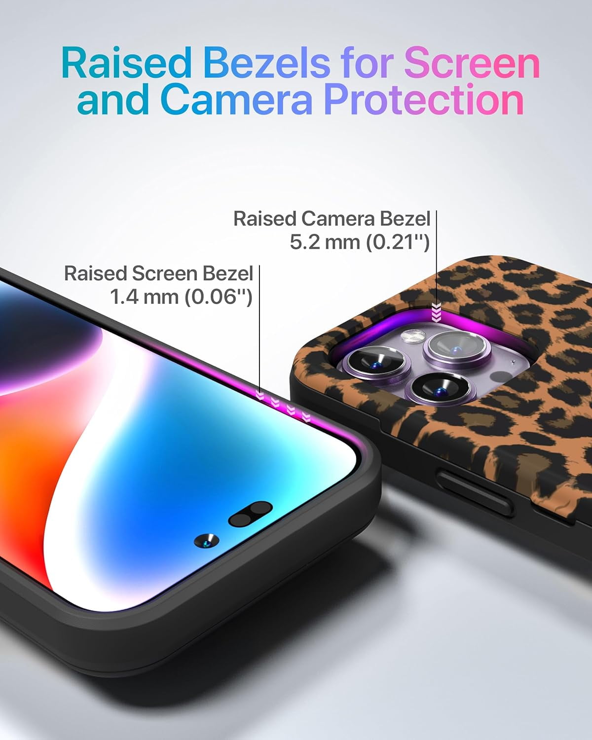 TORU CX SLIM For IPhone 14 Pro Case Wallet | Protective Shockproof Heavy Duty Cover Hidden Card Holder Slot Mirror Wrist Strap Included Leopard - View #9