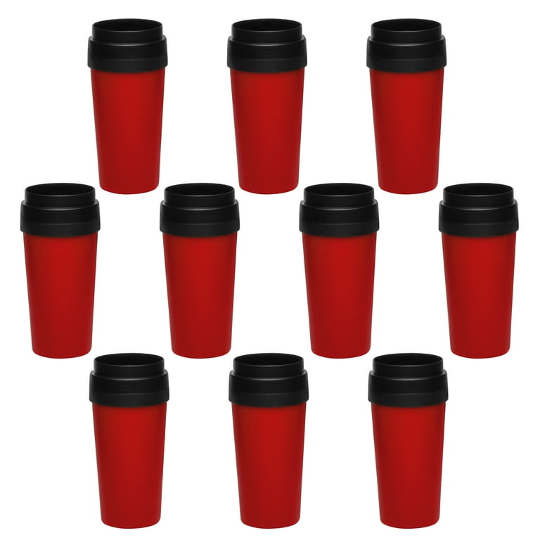 Plastic Insulated Tumblers 16 oz. Set of 10, Bulk Pack - Perfect for  Smoothies, Iced Coffee, Soda, Other Beverages - Red