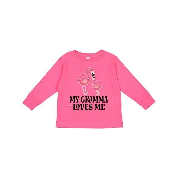 Inktastic Gramma Loves Me Girl Flamingo Girls Long Sleeve Toddler T-Shirt