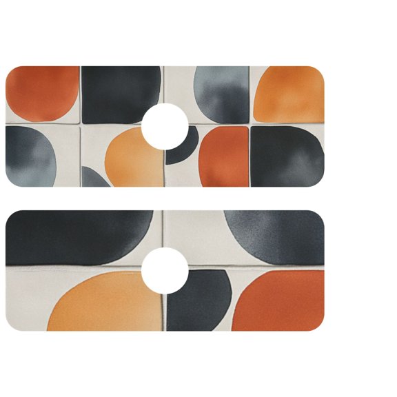 Curved Tile Patterns Kitchen Sink Splash Guard, Silicone Sink Faucet Mat Dry Out the Kitchen Bathroom
