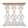 thumbnail image 6 of Hassch Narrow Whitewashed Console Table with Scrollwork Base and Brown Wood Top, Vintage Entryway Accent Table for Hallway Foyer, Living Room - 31.9"L x 11.8"W x 32.3"H, 6 of 8