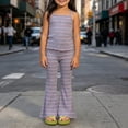 thumbnail image 5 of Agkizg Big Girls Clothing Set Striped 2 Piece Outfit Sleeveless Camisole Flare Pants Set, 5 of 6