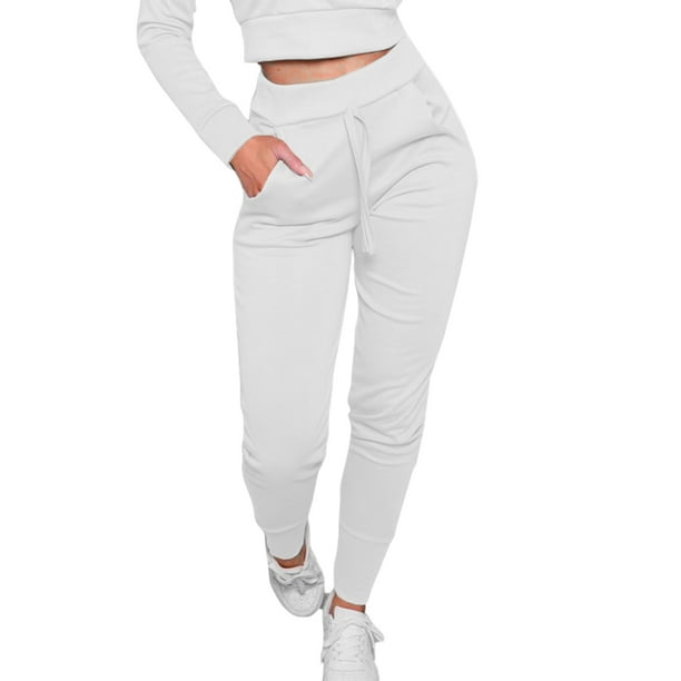 SUNSIOM Women's Casual Solid Sweatpants Elastic Waist Ankle Cuff Tight Pants