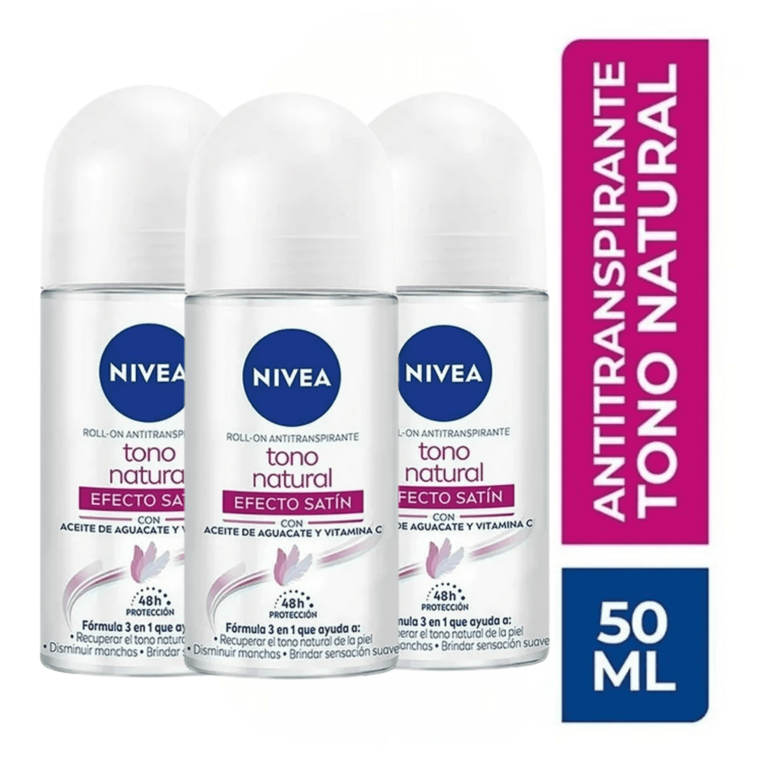 Nivea Whitening Antiperspirant Roll On Deodorant 3 Pack Combo, 50ml/Natural tone, 48 Hour Protection