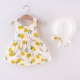 thumbnail image 4 of ATOGUTA Little Girl Dresses Sleeveless Bowknot Tank Top Dress Maxi Dress for Girls with Straw Cap Hat Yellow, Size 1T-5T, 4 of 5