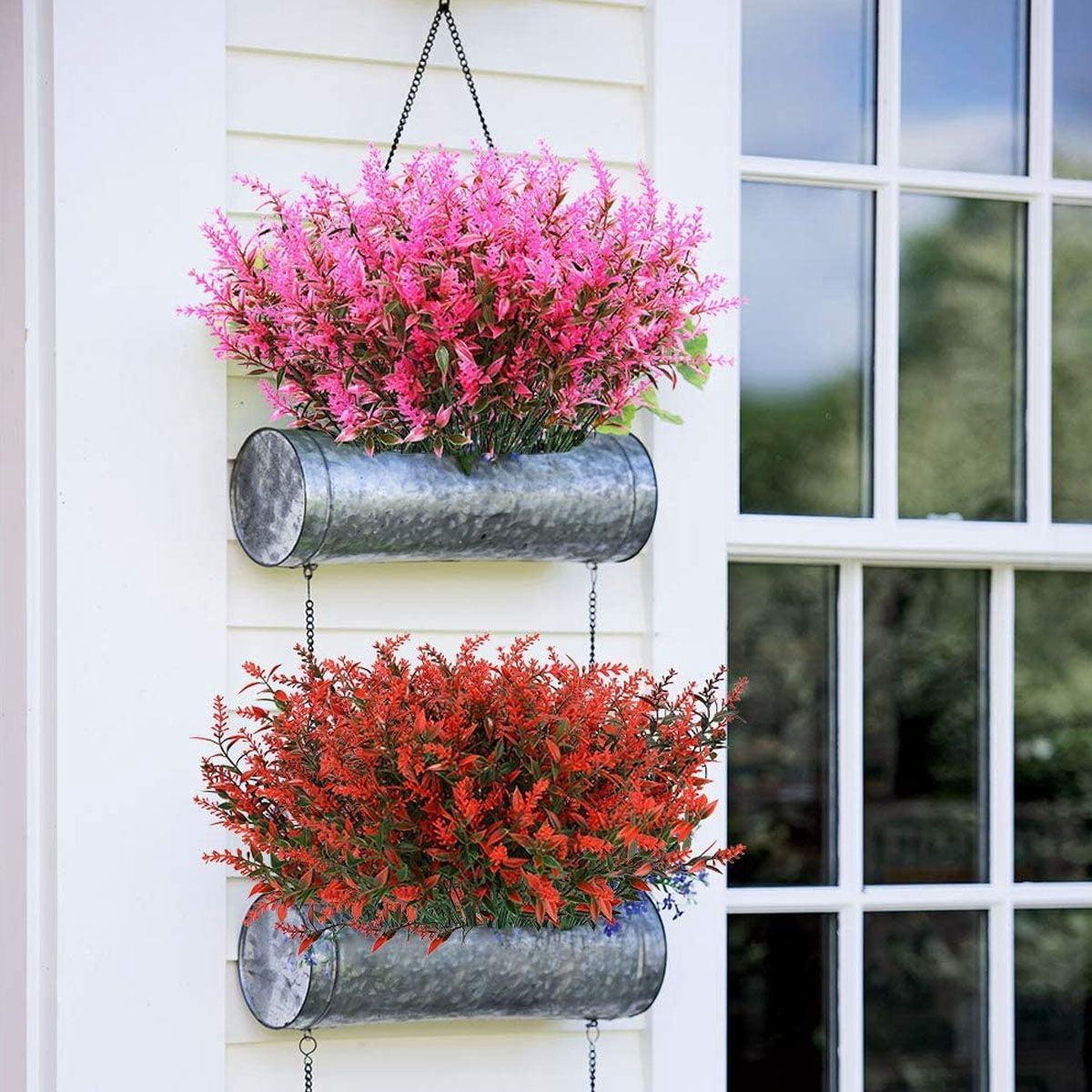 Gustave 16 Bundles Artificial Flowers Outdoor UV Resistant Fake Plants Faux Lavender Flower for Outside Porch Indoor Home Window Vase Decoration
