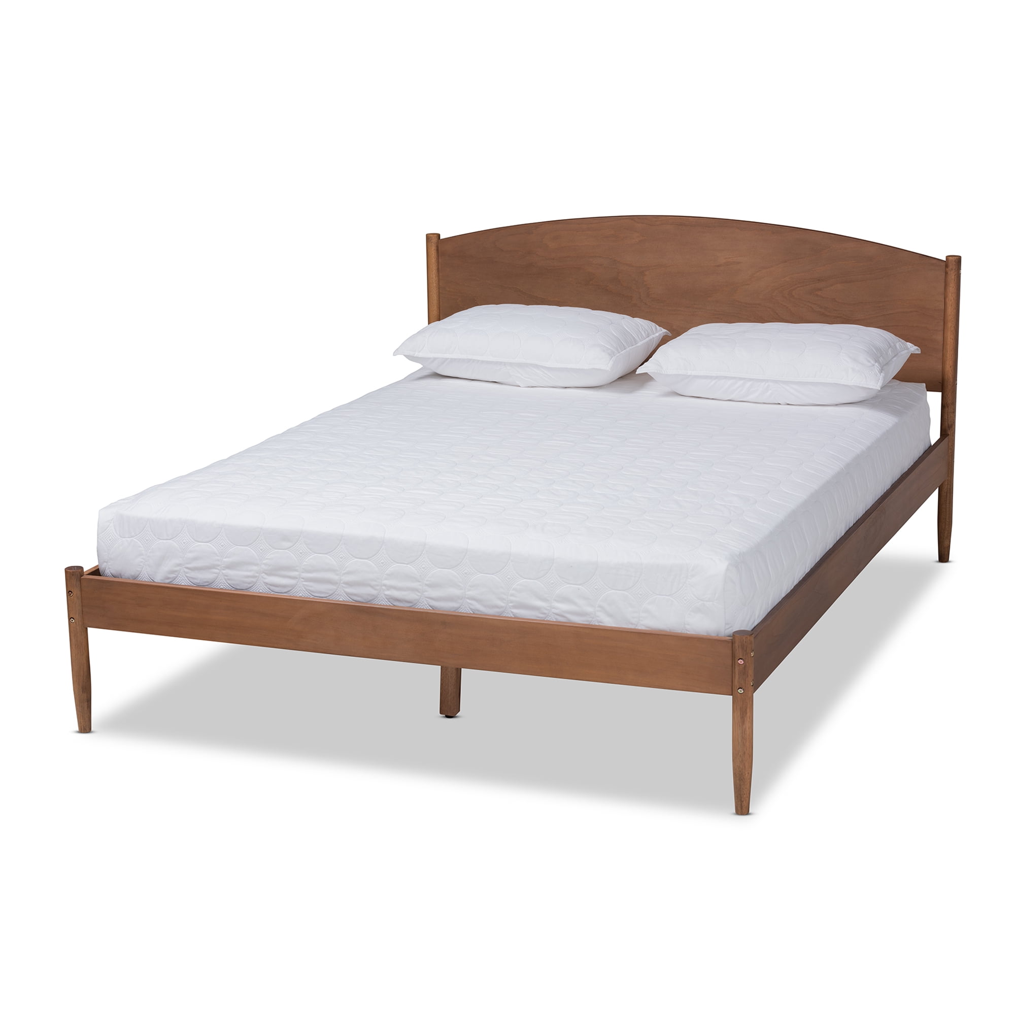 Baxton Studio Leanora MidCentury Modern Ash Wanut Finished Full Size Wood Platform Bed