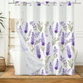 thumbnail image 3 of MIZHONA Purple Shower Curtain with Snap in Liner,Lavender Floral No Hook Waterproof Bath Curtain,71"× 83", 3 of 6