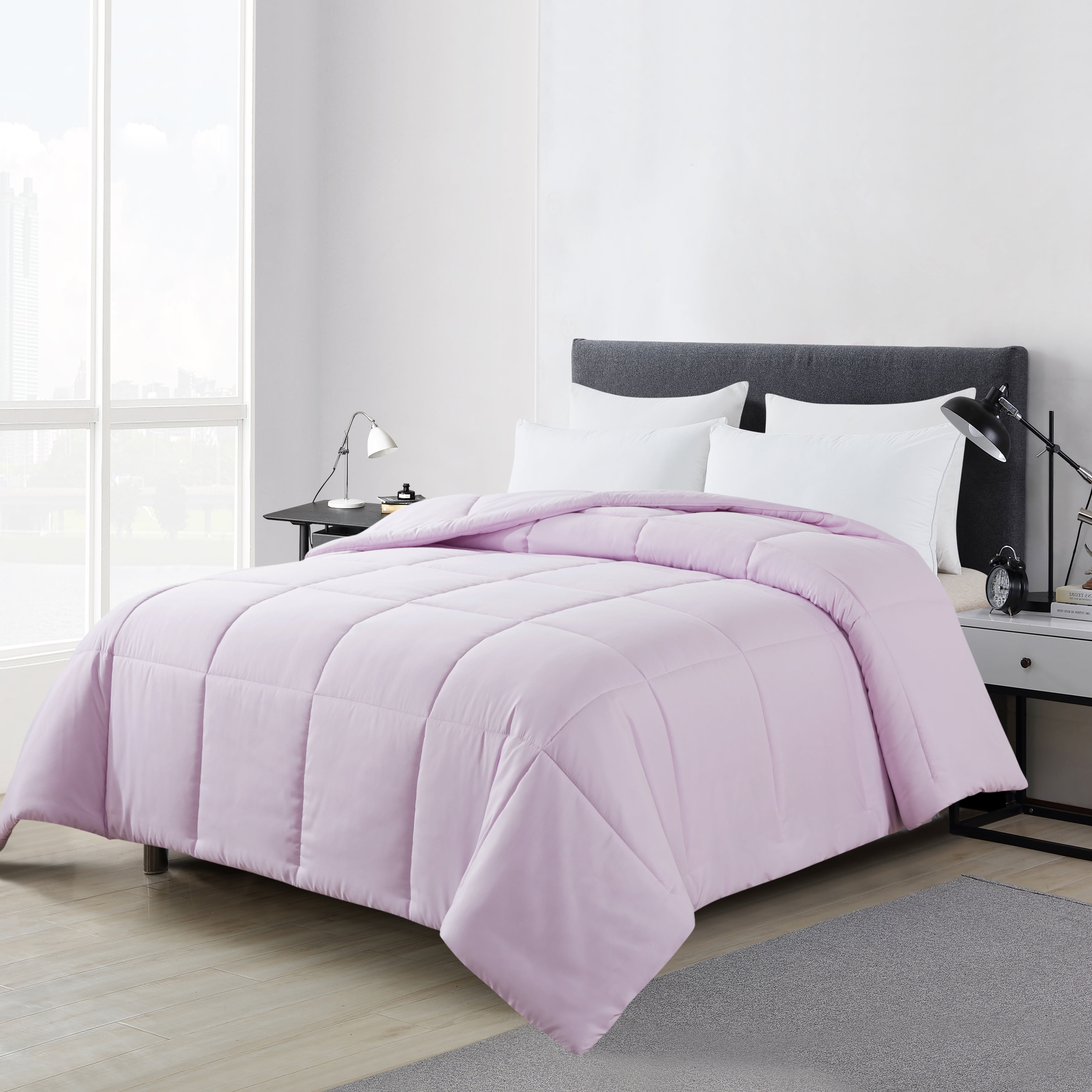 Mainstays Lilac Solid Print Hypoallergenic Down Alternative Comforter, King, Adult, Unisex