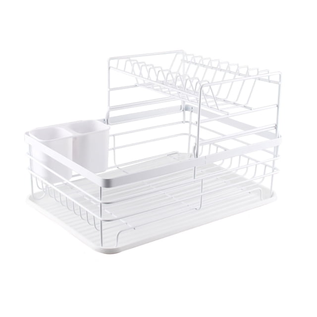 Dish Drying Rack Plate Bowl Drain Rack Tableware Shelf Simple Iron Double Layer Plate Bowl Tableware Drain Rack For Kitchren White