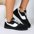 thumbnail image 5 of Domzle Women Retro Gum Sole Fashion Sneakers | Faux Leather Classic Tennis Skate Walking Shoes Anti Slip Trainers Black, 5 of 7